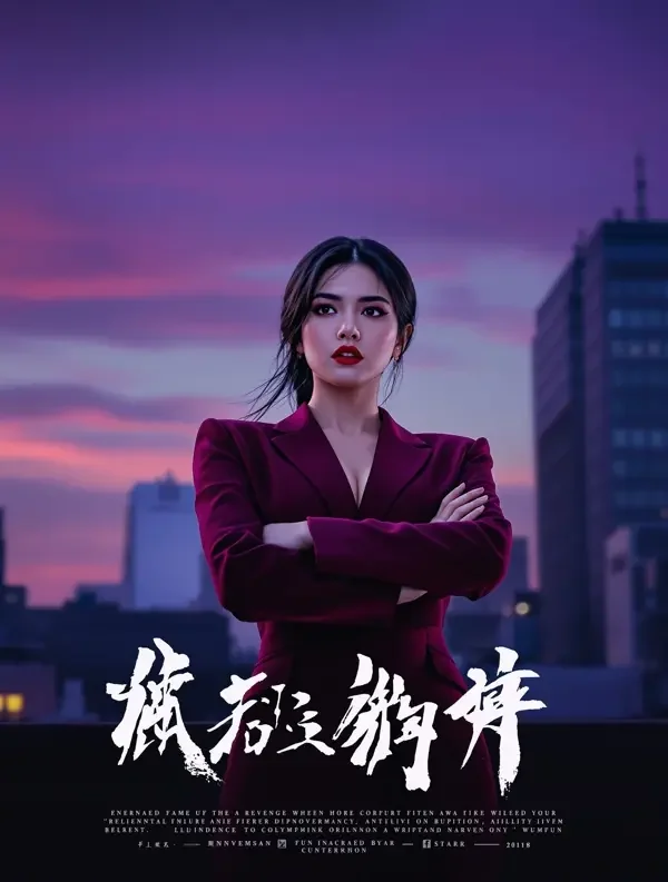 逆袭短剧《重生之逆袭千金》封面，都市大厦前的干练女主